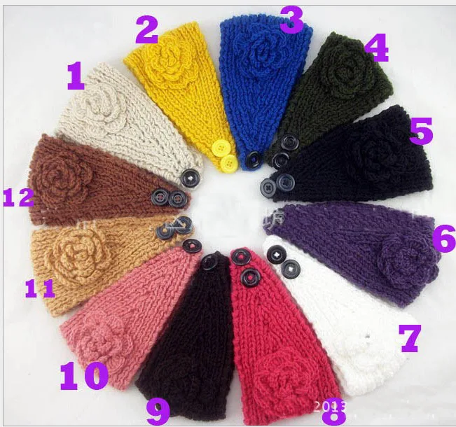Новинка 2013 вязаный крючком ободок для головы обогреватель ушей с цветами разные
