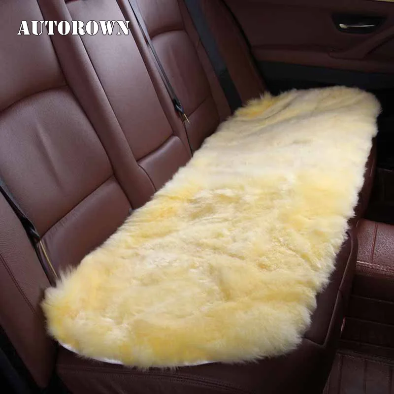 AUTOROWN Универсальная накидка на заднее сиденье автомобиля Осень-зима Меховые накидки из натуральной овечьей шерсти Длинный ворс Авто аксессуары для интерьера салона Всесезонный 6 цветов удобный и мягкий
