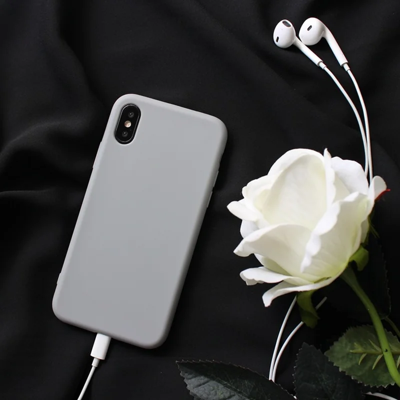 Cold Style Solid Color Phone Case for IPhone 7 X 6 XS 6S XR MAX 8 Soft TPU Gray Cover Plus |