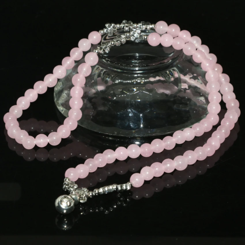 Hot sale wholesale price ethnic style pink jades stone chalcedony long multilayer bracelets round beads 6mm diy jewelry B2217 | Украшения и