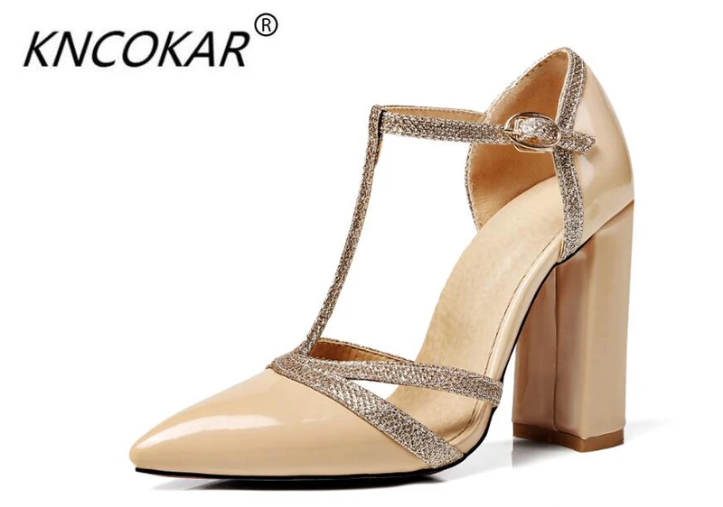 

KNCOKAR The new style of spring high-heeled and fashionable high-heeled women's shoes with high-heeled shoes and button