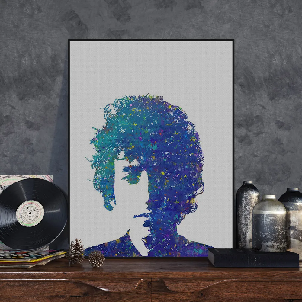 Абстрактная Акварельная Современная звезда Боб Дилан музыкальный Портрет холст