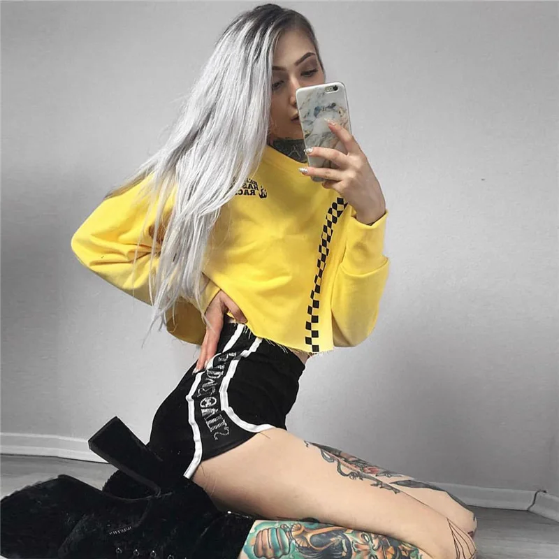 Европейская Женская мода Exposed Umbilicus beauty Has No Rack толстовка с буквенным принтом