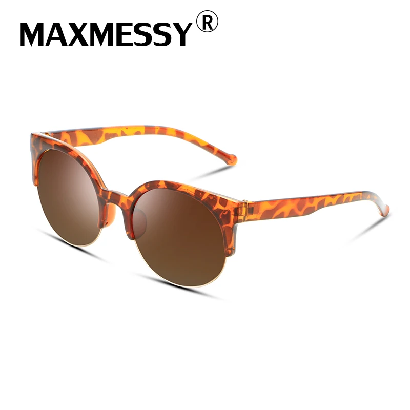 MAXMESSY полуоправы ретро солнцезащитные очки кошачий глаз Для женщин темные для