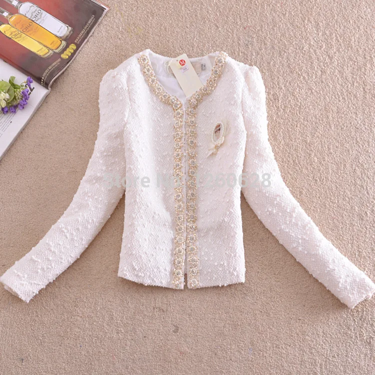 Стиль канала женщины зима осень плюшевые меховые твид шерстяное пальто цветов из