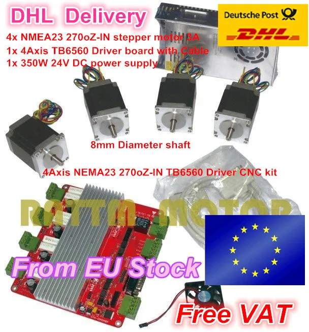 Из ЕС/Бесплатная НДС 4 NEMA23 270oz-in 1.8N шаговый двигатель 3A & 4 оси TB6560 контроллер драйвер платы для фрезерный станок с ЧПУ гравировальный станок
