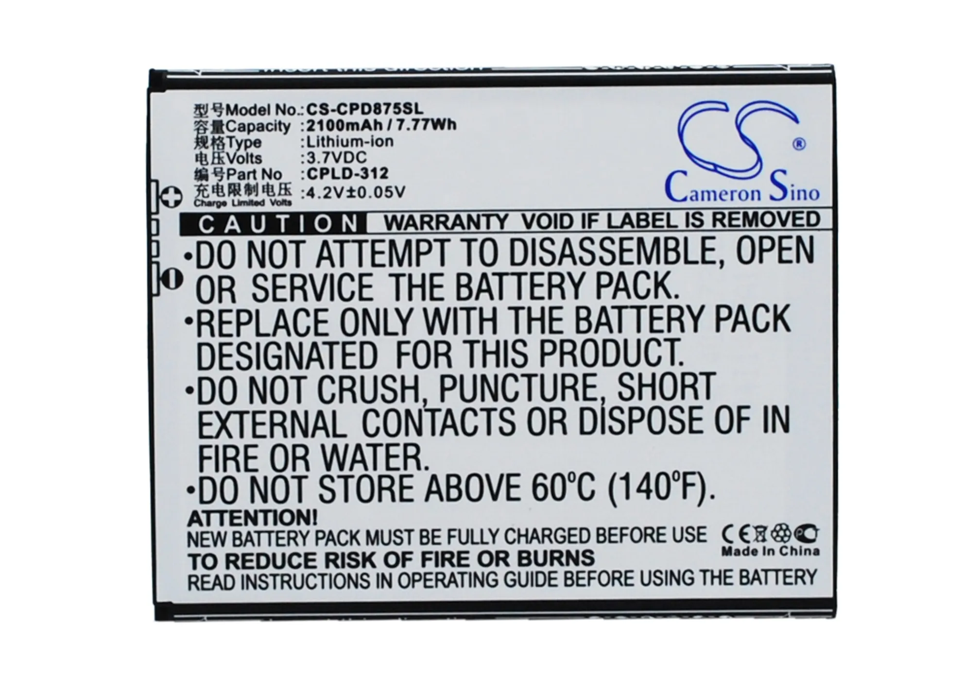 CPLD 312 батареи Cameron Sino 2100mAh Для Coolpad 5891Q 5910 5950 5951 7296 7298Q 7320 8675 8730L 8750 F2 для Micromax