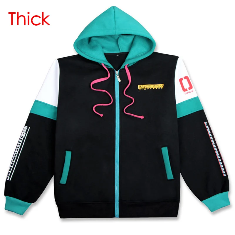 Thick Хацунэ Мику толстовки Мику Костюмы для косплея Толстовка с длинным рукавом Толстовка Повседневное пальто, толстовки, Хэллоуин, карнавал; вечерние повседневное пальто - Цвет: Thick