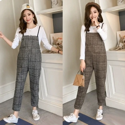 

Spring Maternity Wear Pregrent Women Clothing Pregnancy Bib Pants Women Overalls Trousers Plaid Maternity Jumpsuits Clothing