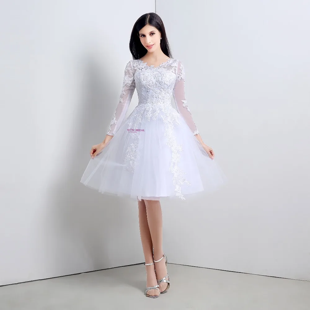 Wowbridal новинка 2021 белое платье с длинным рукавом для встречи выпускников