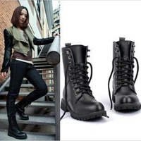spring and autumn womens plus size martin boots ladies women fashion vintage motorcycle boots knee high snow boots