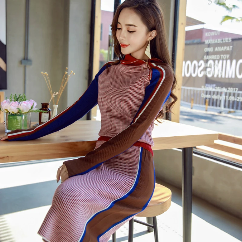 Photo Color Комплект из двух предметов, женские летние костюмы, комплект из топа на молнии и облегающего платья с запахом, Женский комплект из 2 предметов, облегающий повседневный костюм размера плюс - Цвет: Photo Color
