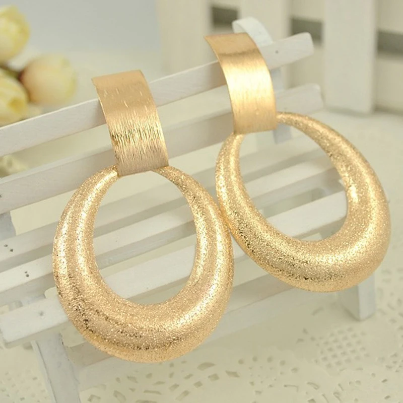 1 Pair Geometric Circular Exaggerated Earrings Long Drop For Women Engagement Party Jewelry Gift Clothing Accessories | Украшения и