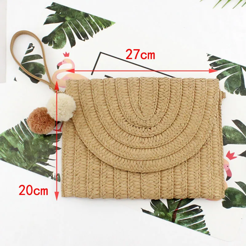 Повседневная Новая сумка клатч с помпоном через плечо бумажная Женская плетеная
