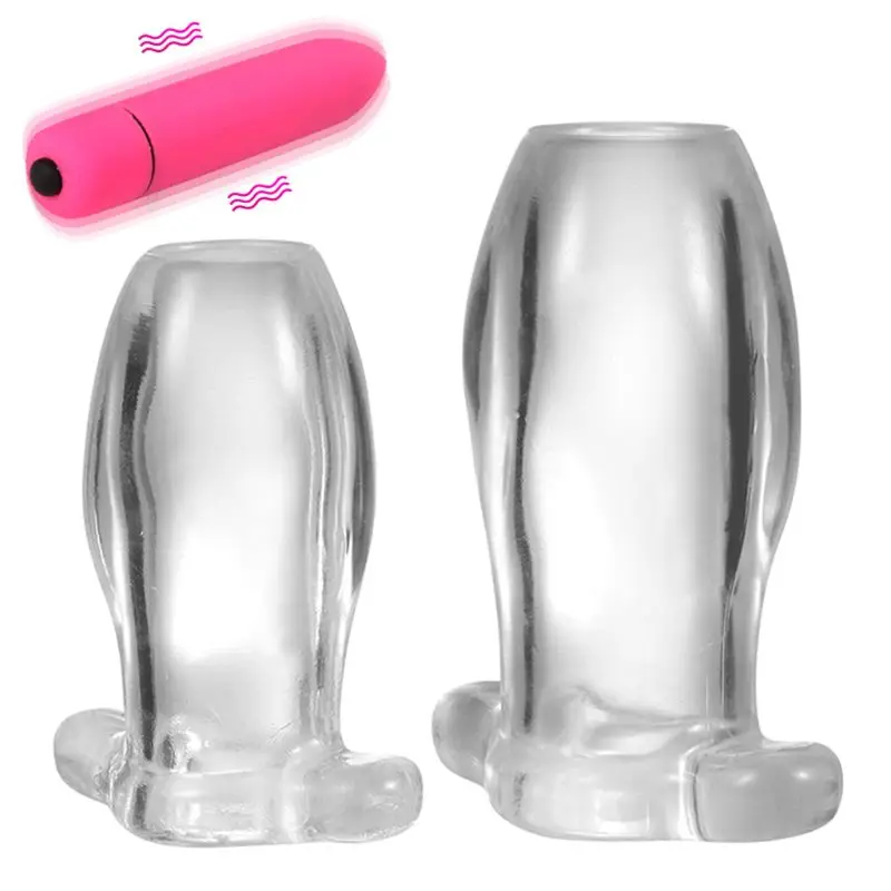 Silicone Hollow Anal Plug Vibrator Massage G-spot Butt Stimulation Sex Toys for Women Men S L Size | Красота и здоровье