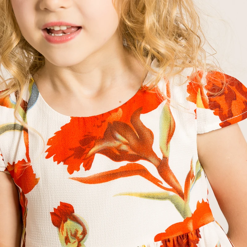 2-12T Little Girls Floral Dress Summer Sleeve Carnation Flower Print Kids Casual Back to School Teen Clothing D2127 | Детская одежда и