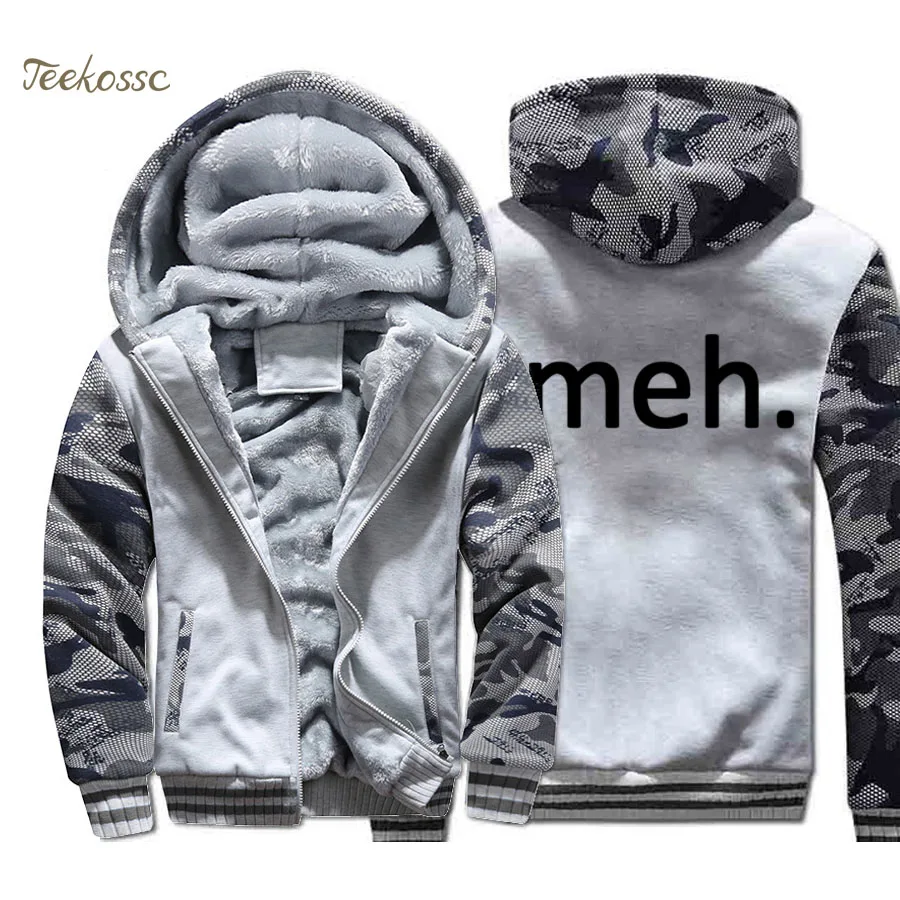 

Meh Internet Geek Nerd Funny Hoodie Men Hip Hop Hooded Sweatshirt Coat New Winter Thick Fleece Warm Camouflage Jacket Streetwear