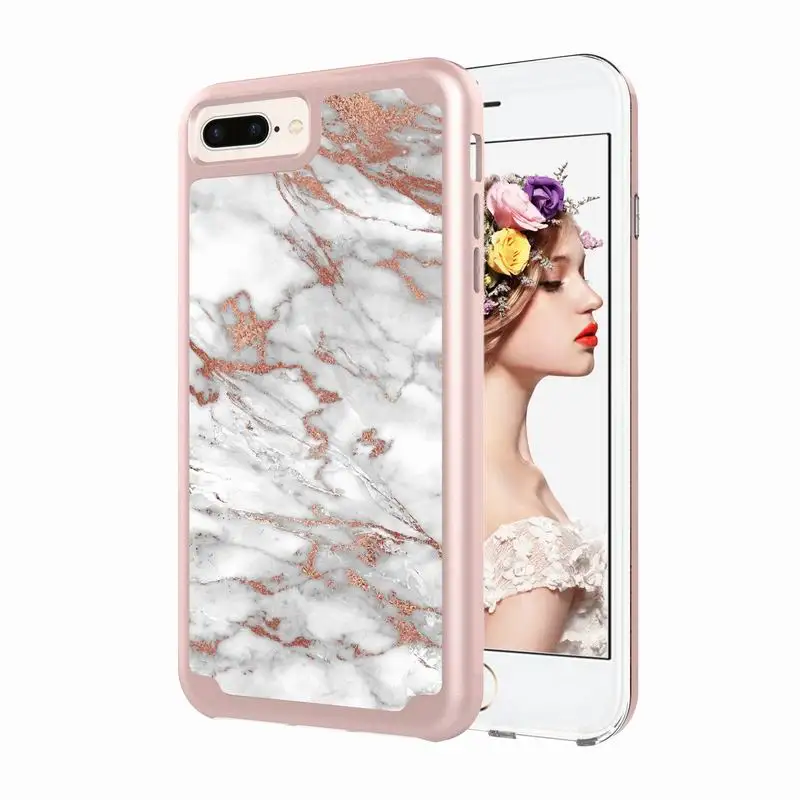 Чехол для iPhone 6Plus 6splus роскошный мраморный дизайн Жесткий ПК + Мягкий ТПУ защитный