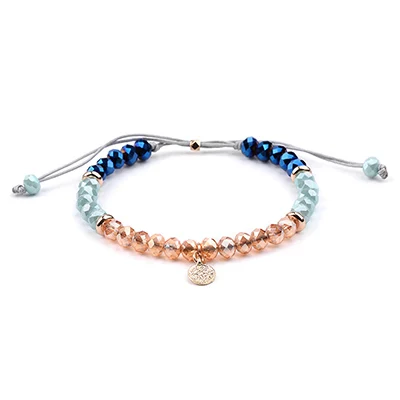 Bracelet 10 BOJIU, 10 цветов, ручная работа, счастливый кристалл, браслеты для женщин, черный, розовый, красный, серый, зеленый, Канатный браслет с подвесками, подарок на день Святого Валентина, BC243 - Окраска металла: Bracelet 10