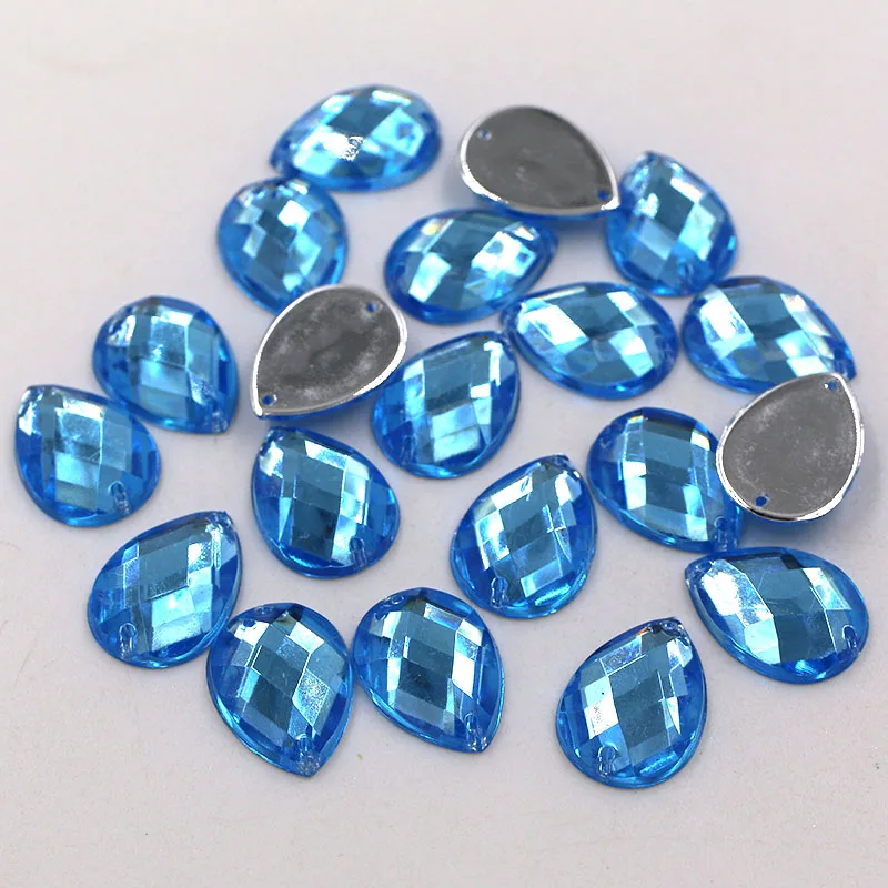 Sky blue 50 шт. 8X13/10X14/13X18/18X25 мм Каплевидная форма Высокое качество Акриловые пришивные стразы с отверстиями diy/аксессуары для одежды - Цвет: Sky blue