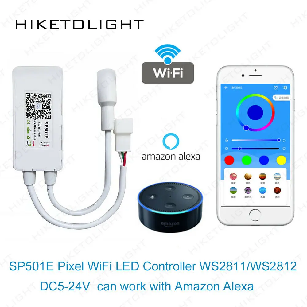 SP501E светодиодный Wifi светильник WS2812B контроллер адресуемый RGB полоса Alexa Smart SPI