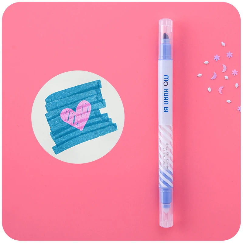 Ink-blue ROWBOE, меняющий цвет, маркер, японский, конфетный цвет, двуглавый, художественный маркер, Студенческая, Студенческая, для девушек, Одноцветный маркер, ручка для рисования - Цвет: Ink-blue