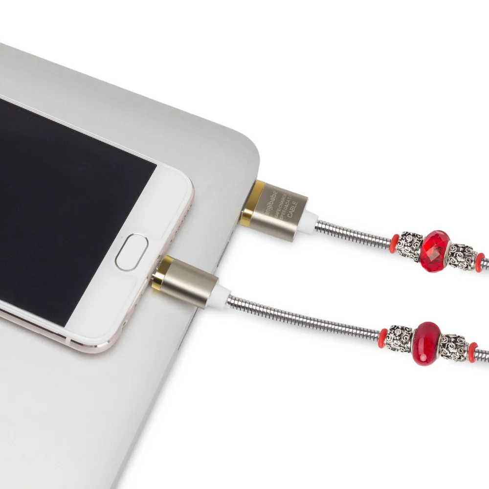 Кабель USB ANGIBABE для быстрой зарядки и передачи данных 2 А 1 м с инкрустацией