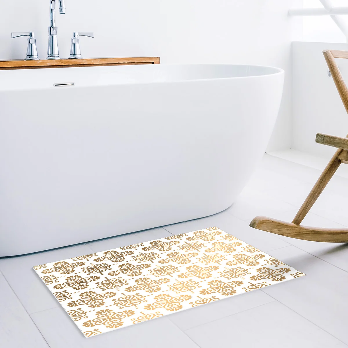 Damask этнические коврики для входной двери с золотым марокканским узором