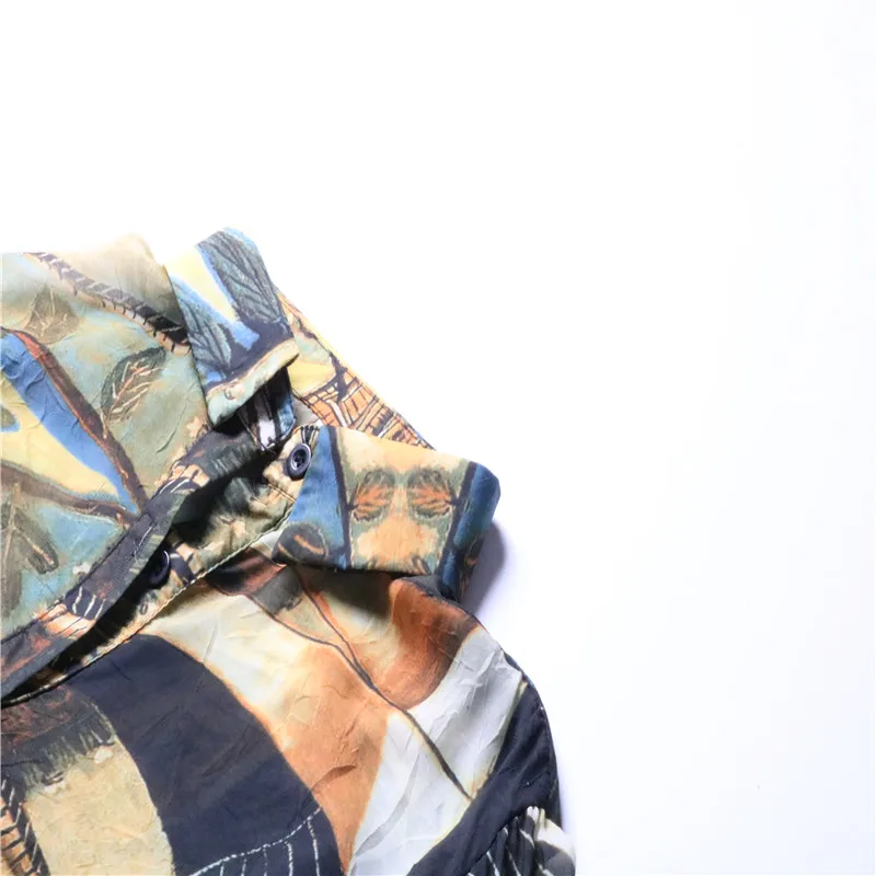 Cacool/желтая Ретро женская летняя приталенная шифоновая блузка с длинным рукавом из хлопка однобортный