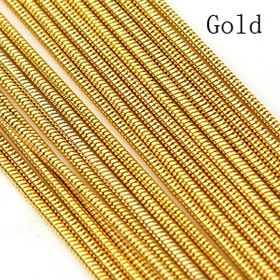 gold 10 м/упаковка Dia1.5mm античная бронза/золото/серебро/родий цвет змея цепи оптом для DIY ожерелье браслет ювелирных изделий F684 - Цвет: gold