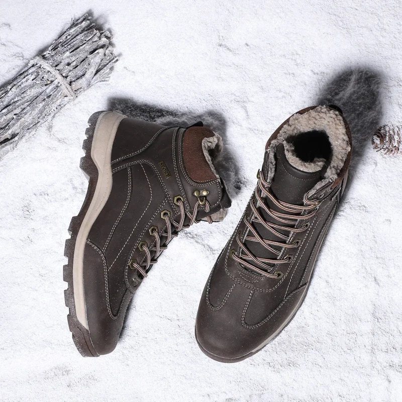 

Men Boots Winter Plush Warm Snow Boots Outdoor Waterproof Military Boots Non-slip Hiking boots Male Footwear Safty Work Shoes