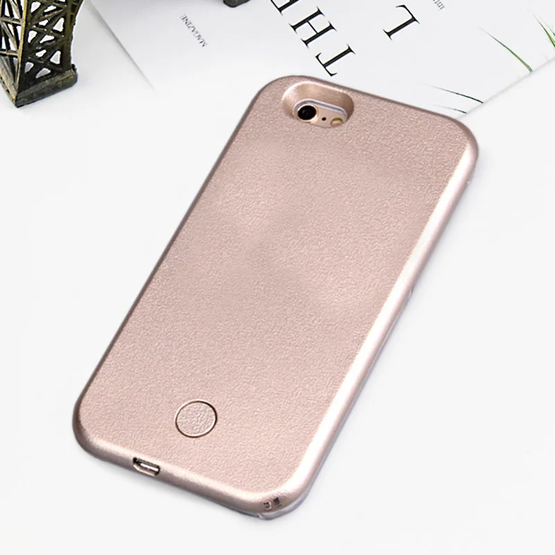 Gold Светящийся светильник для селфи, чехол для телефона s для apple Iphone 7, 8, 6, 6s Plus, X, роскошный светящийся чехол для Iphone 5, 5S, 5c, se, coque capa - Цвет: Gold