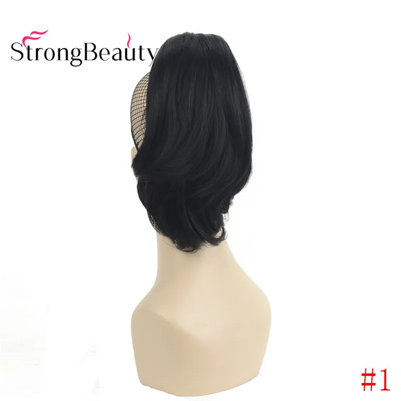 StrongBeauty 12 дюймов 10% синтетические 90% человеческие волосы короткая кудрявая заколка для хвоста в наращивание волос с зажимом для когтей