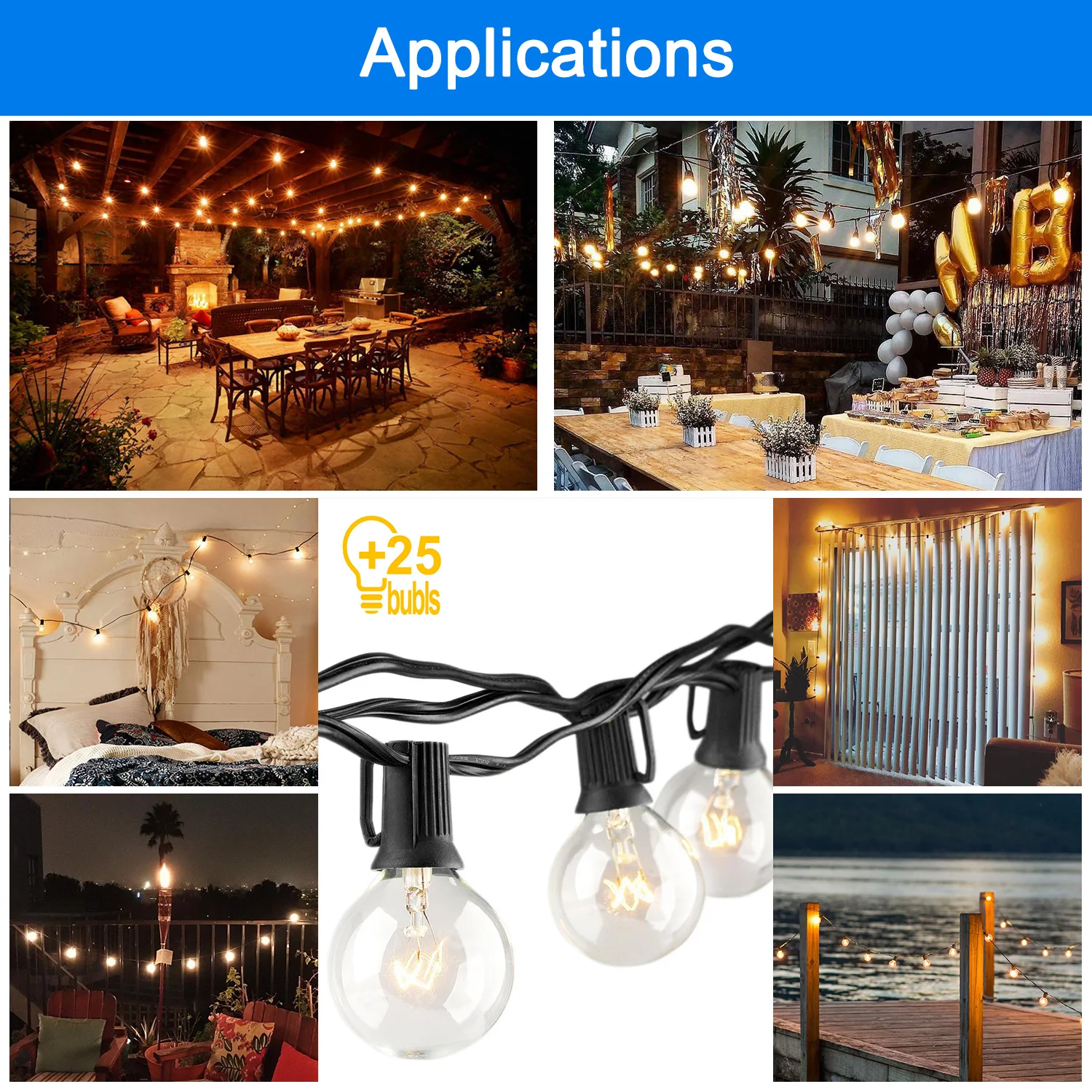 Гирлянда светильник s ретро светодиодная Водонепроницаемая для внутреннего и