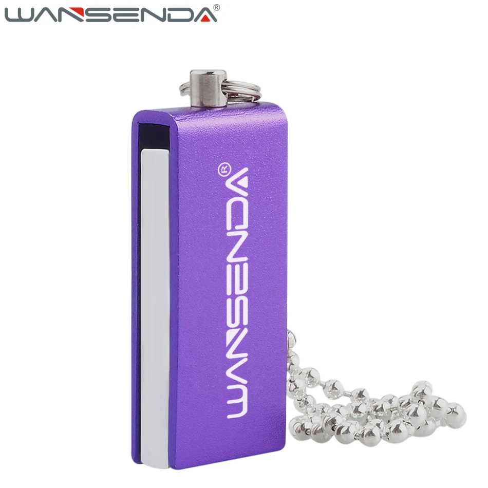 WANSENDA металлический USB флеш накопитель 64 ГБ 32 16 8 4 с цепочкой водонепроницаемый 2 0