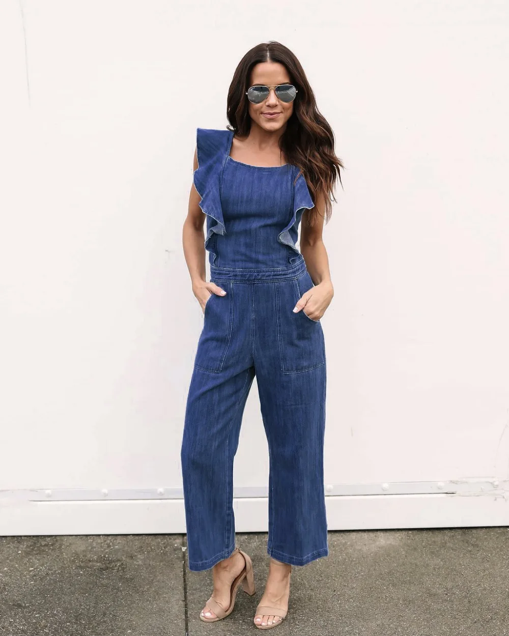 Элегантные женские ковбойские комбинезоны без рукавов с оборками, женская повседневная одежда с открытой спиной, женский комбинезон и комбинезон