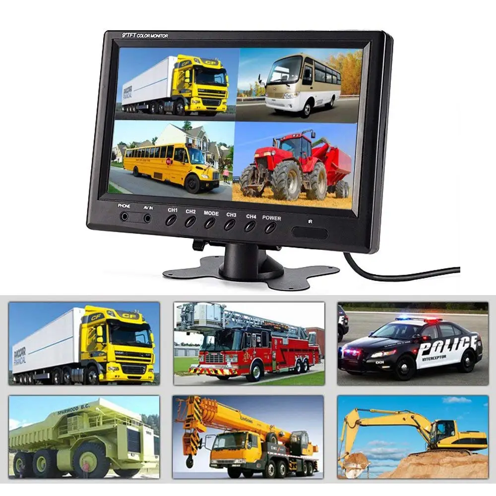 Uvusee DC12V-24V " ЖК-дисплей монитор 4CH 4-контактный разъем авиационный AV видео вход для автомобиль грузовик заднего обзора/наблюдения Системы