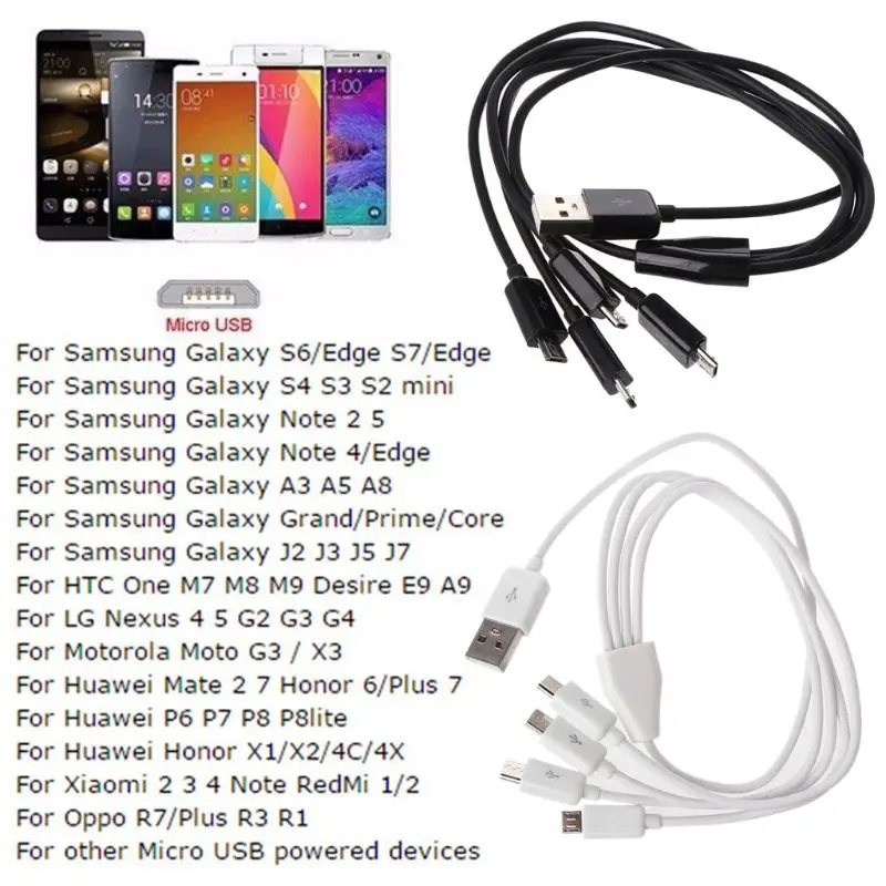 Портативный USB 2,0 type A Male To 4 Micro USB сплиттер папа-папа Y зарядный кабель для samsung Xiaomi Мобильный телефон планшет Powerbank