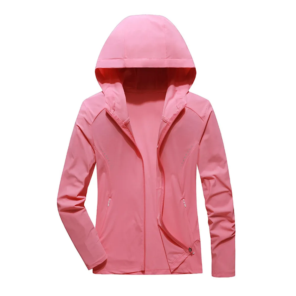 Pink(Women) Пара Ультралегкая Водонепроницаемая летняя куртка с УФ защитой от солнца, пальто с капюшоном для мужчин и женщин, спортивные куртки для бега, рыбалки, походов - Цвет: Pink(Women)