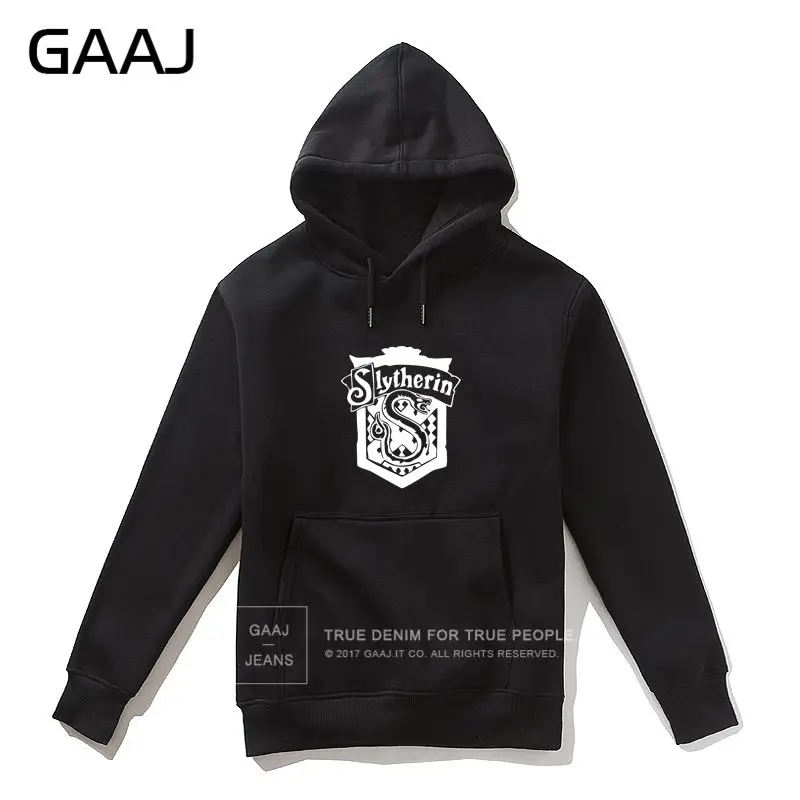 GAAJ "Slytherin Quidditch Team" с принтом букв, мужская толстовка с капюшоном, Женская Повседневная Уличная одежда, толстовки, пальто, повседневная мужская куртка, новая куртка - Цвет: Black