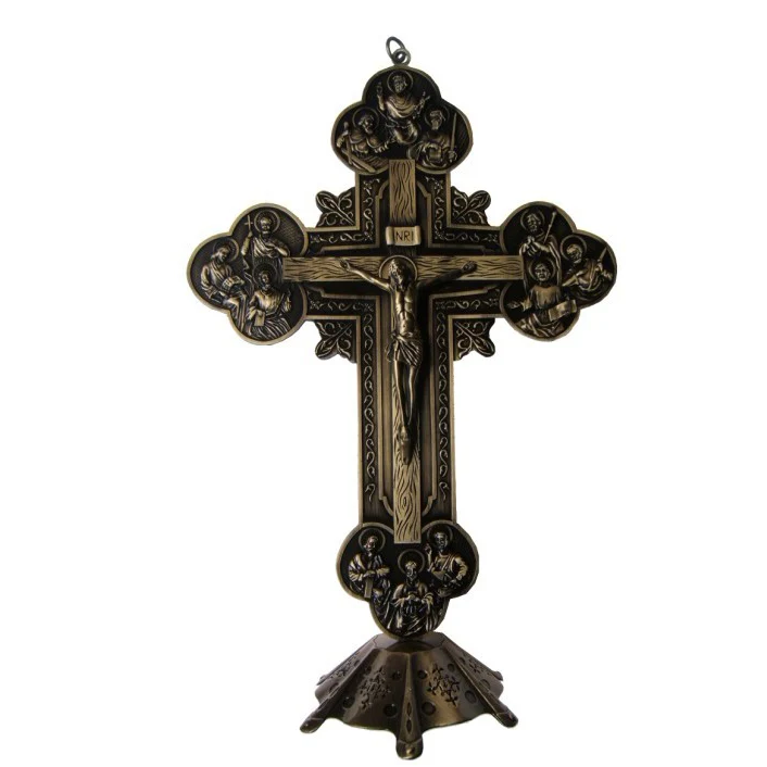 

Blessed By Pope Benedit XVI Wall Crucifix with twelve Apostles, Decoration Christian Jesus Emanuel Catholic Relics