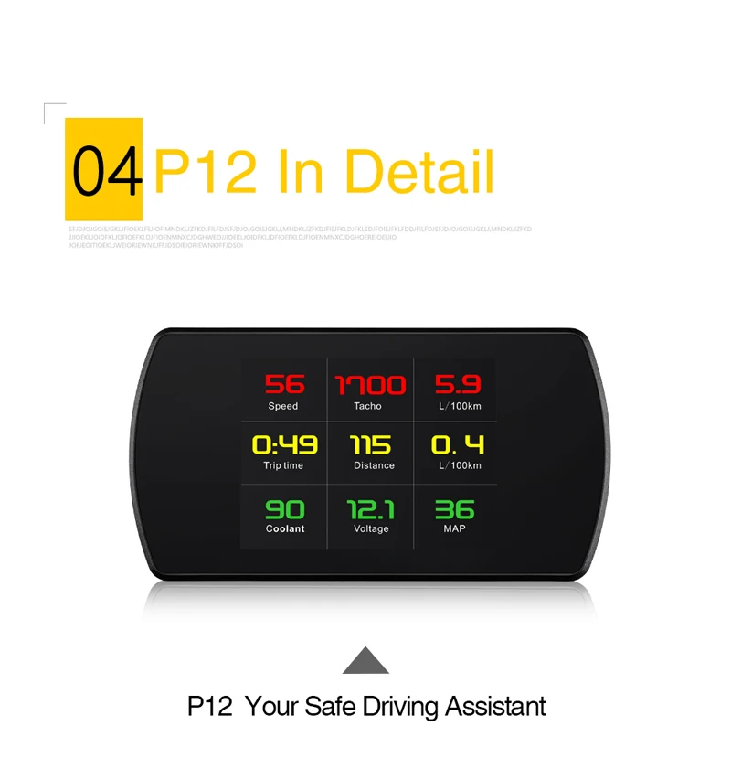 YASOKRO P12 OBD2 HUD Дисплей Умный Цифровой Автомобильный проектор скорости бортового компьютера OBD2 Скорость ometer лобовое стекло проектор