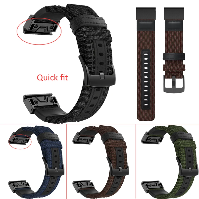 Ремешок плетеный нейлоновый для наручных часов 26 мм с защитой от пота Garmin Fenix 5X /5X