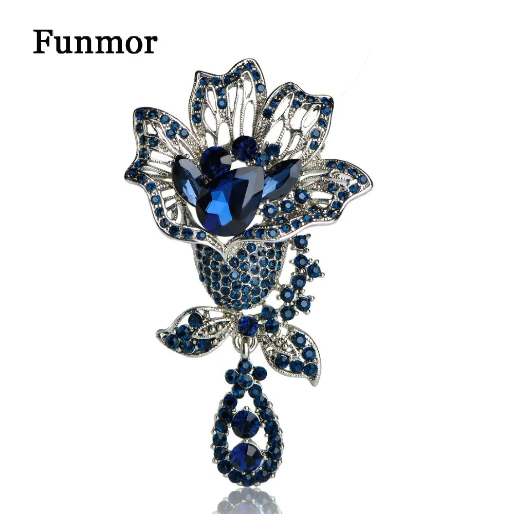Урожай Rhinestone Цветок Броши Для Женщин Вечернее Платье Брошь Клип Украшения уги