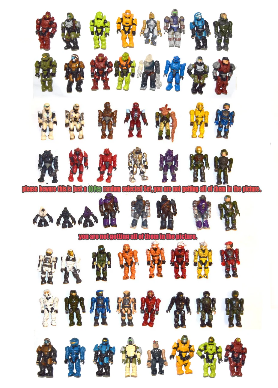 Лот из 10 случайных Mega Bloks Master Cheif Spartan Grunts Brute Arbiter Элитная игрушка фигурка с 20