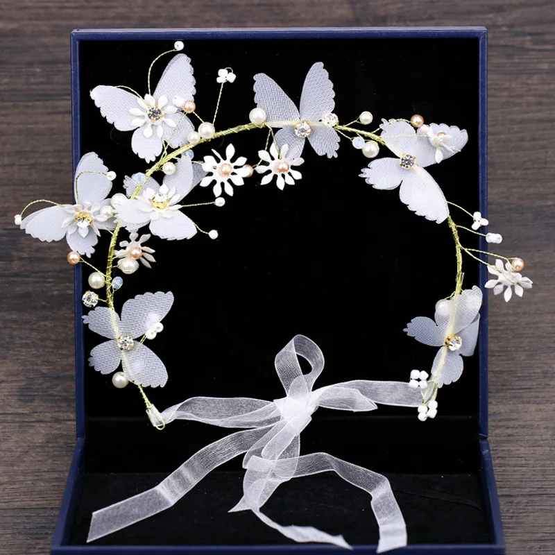 

2018 new flower butterfly hair ornaments Beach Wedding wreath head ornaments