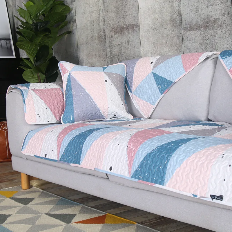 Colorful Diamond Geometry Sofa Cover Cotton Non-Slip Towel Chair Covers Mats Living/Drawing Room L-Shaped | Дом и сад