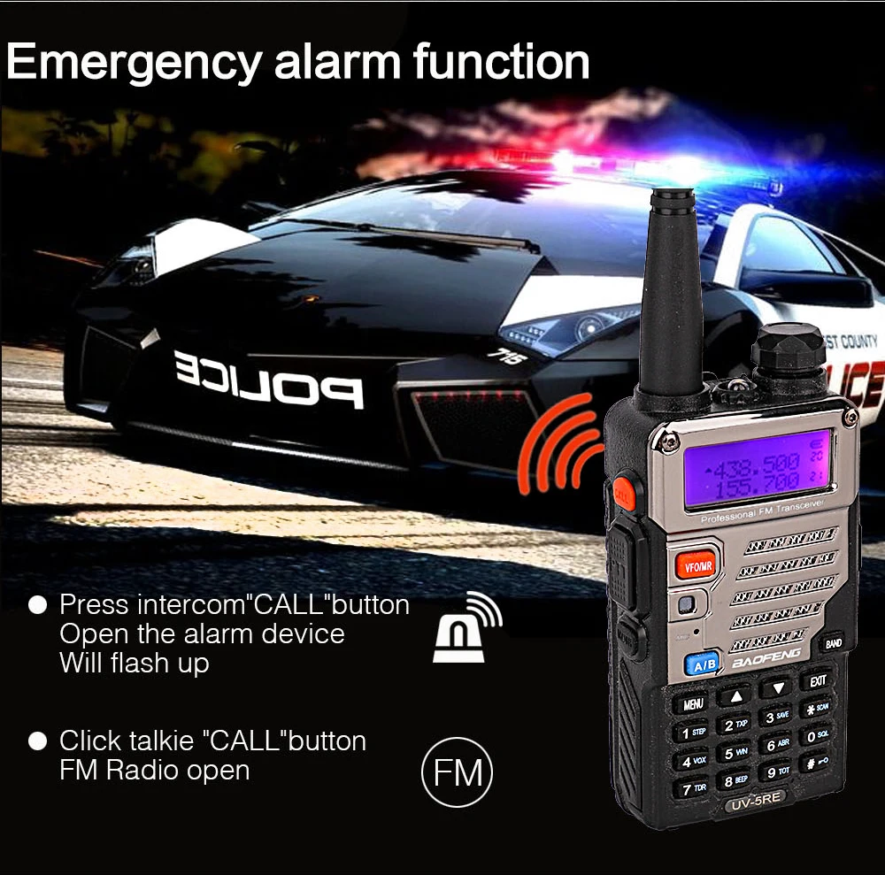 Baofeng UV-5R plus handy talkie walki UV5RE переговорные для ssb КВ трансивер двухдиапазонный дисплей ppt наушник двухстороннее радио 2 шт