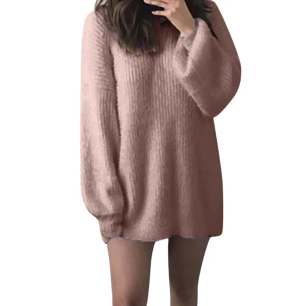 JAYCOSIN Hot Fashion Design Women Solid O-Neck Loose Knitted Warm Long Latern Sleeve Sweater Blouse High Quality Sweaters New | Водолазки
