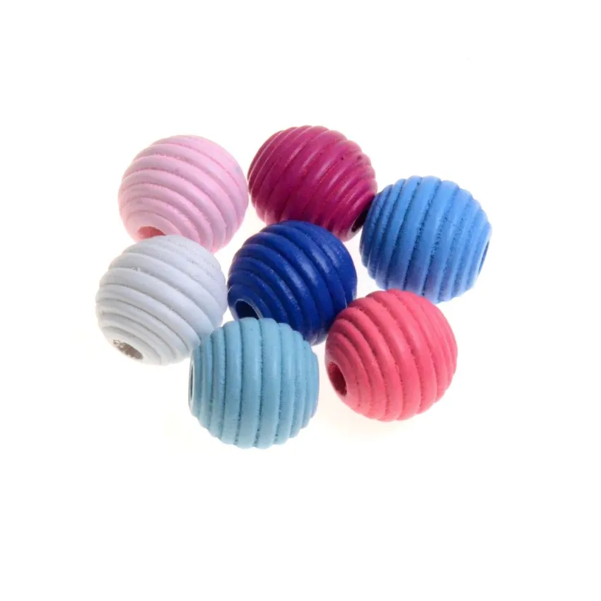 MIAOCHI DIY 20PCs 20mm Thread Beehive Wooden Beads For Jewelry Making Crafts Kids Toys Teething Spacer Beading | Украшения и